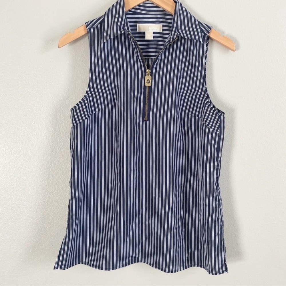 Sleeveless Blue Striped Top